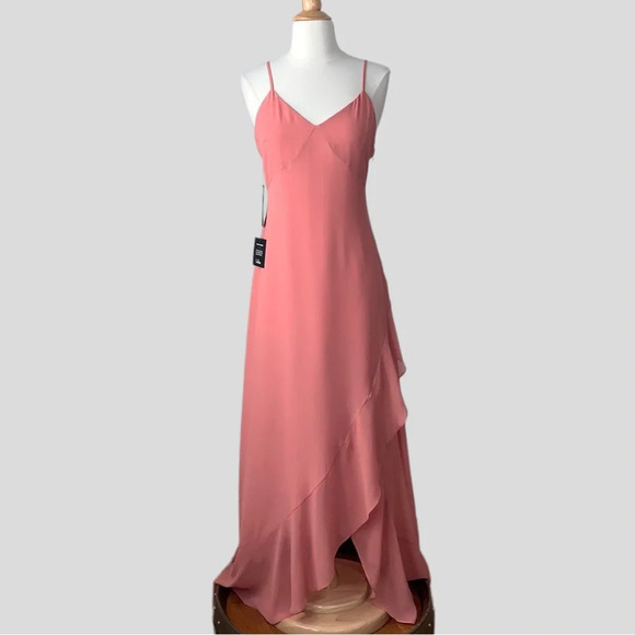 LULU’S Ada Lace Up Back Bohemian Maxi Slip Dress in Rusty Rose Size Medium - Picture 16 of 16